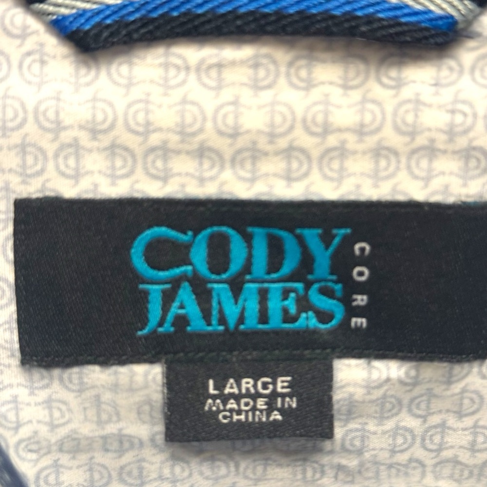 CODY JAMES Core Light Blue Textured Slub LS Button-Down Shirt Sz L - Picture 2 of 5